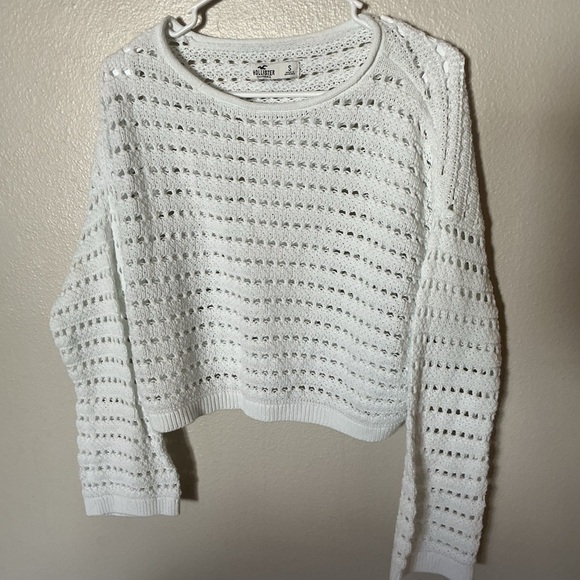 Hollister Sweaters - Hollister White Open-Knit Crochet Sweater Crop Small Boho Beach Cover-up